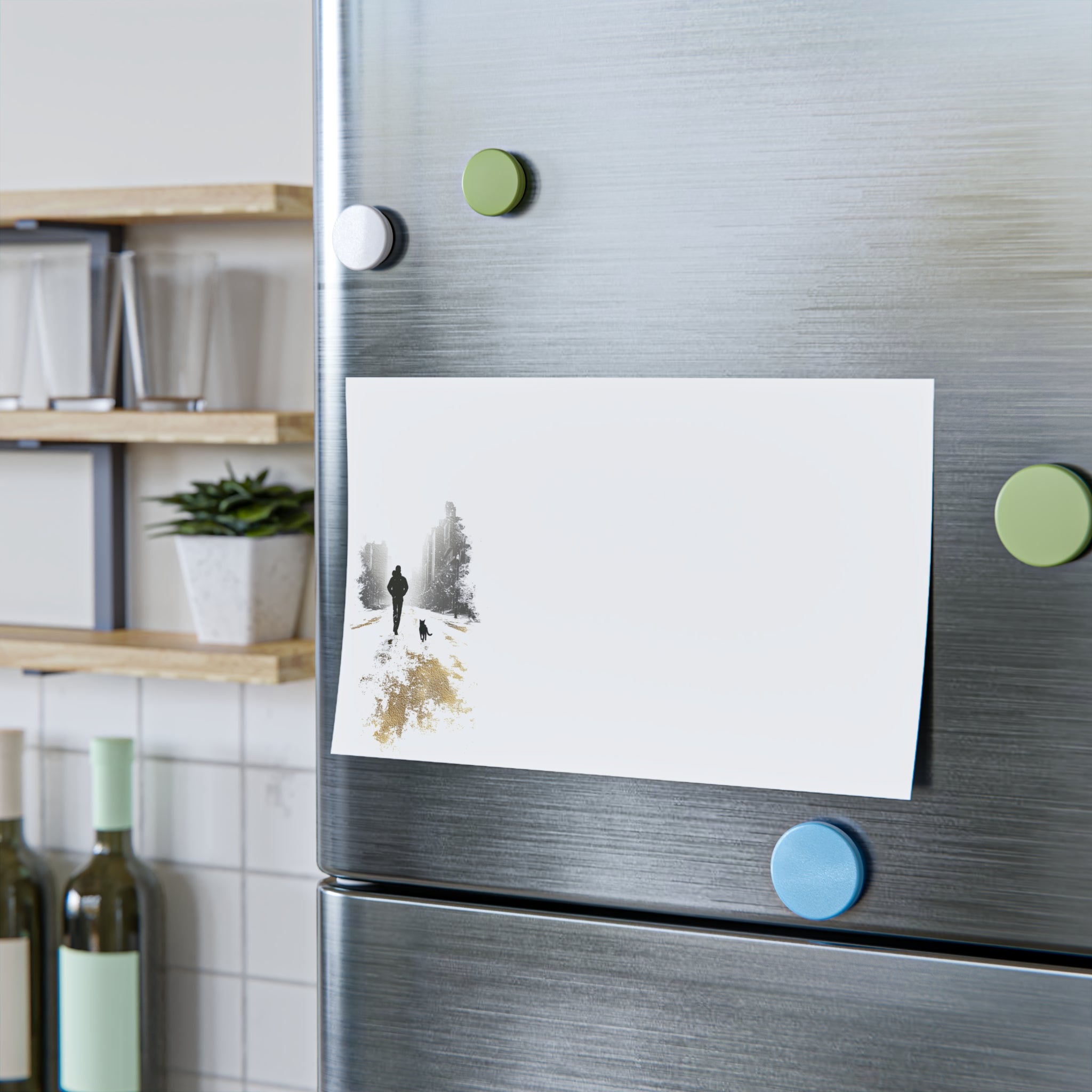 Whiskers Post-it Note Pad — Minimalist Serene City Walk Design (Man & Cat)