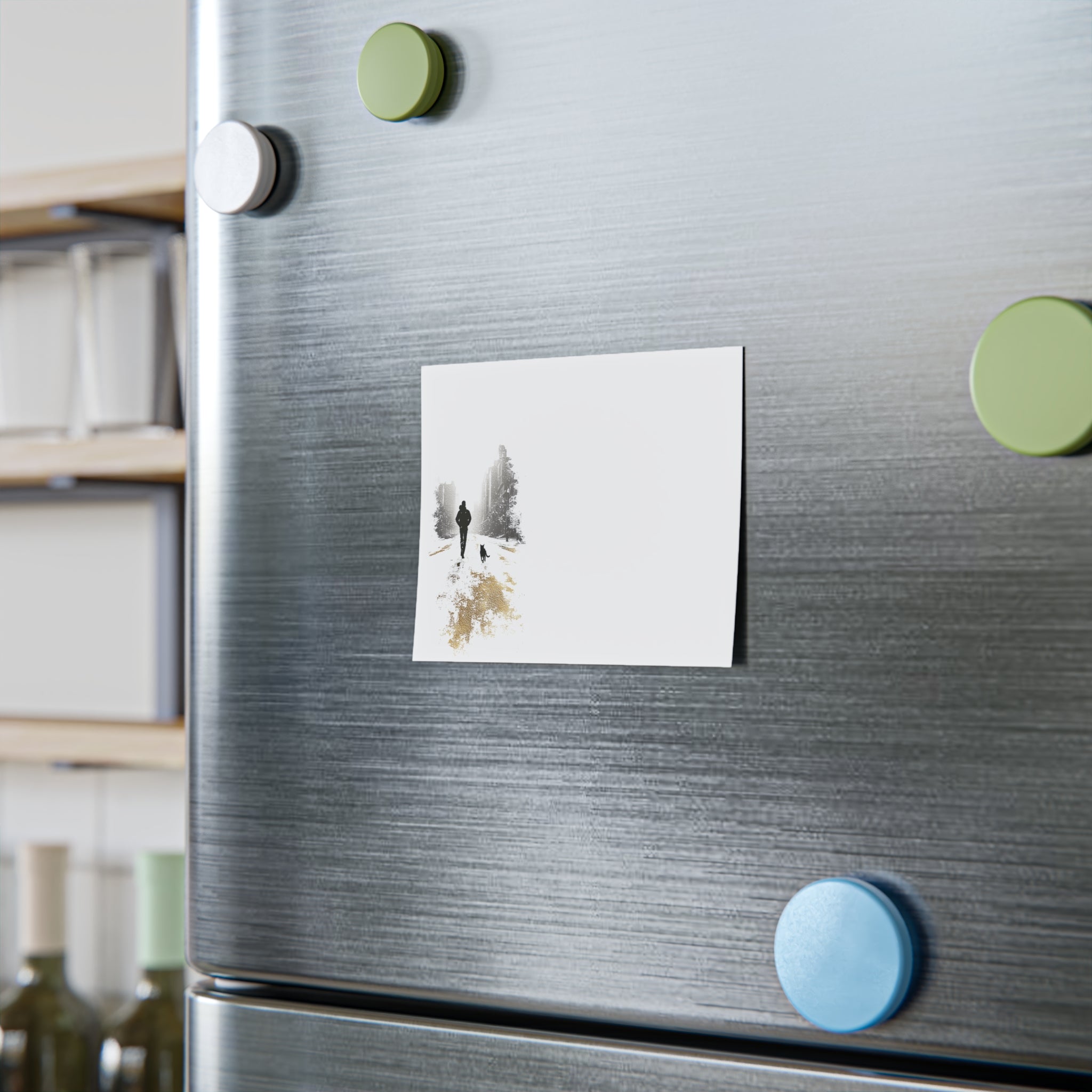 Whiskers Post-it Note Pad — Minimalist Serene City Walk Design (Man & Cat)