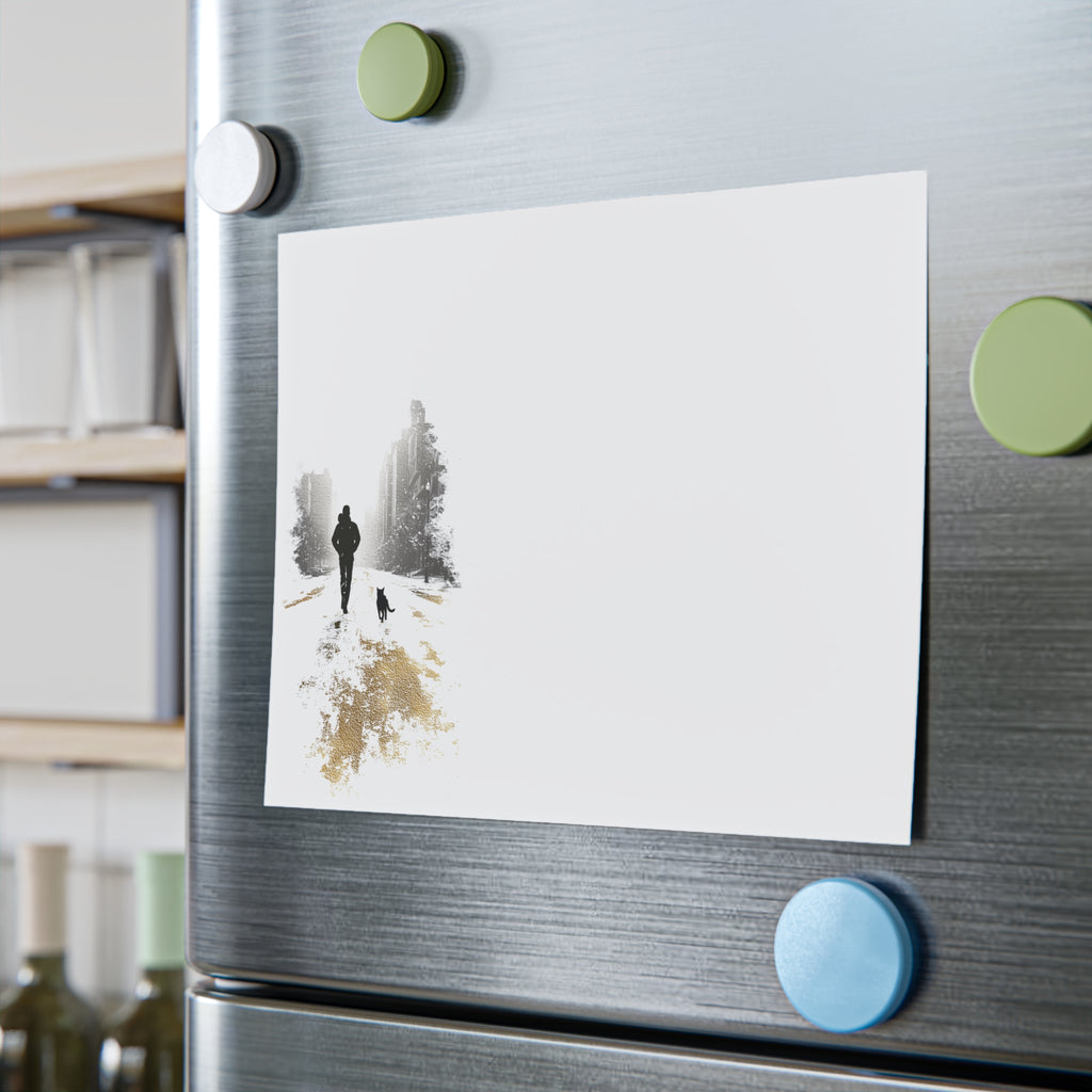 Whiskers Post-it Note Pad — Minimalist Serene City Walk Design (Man & Cat)