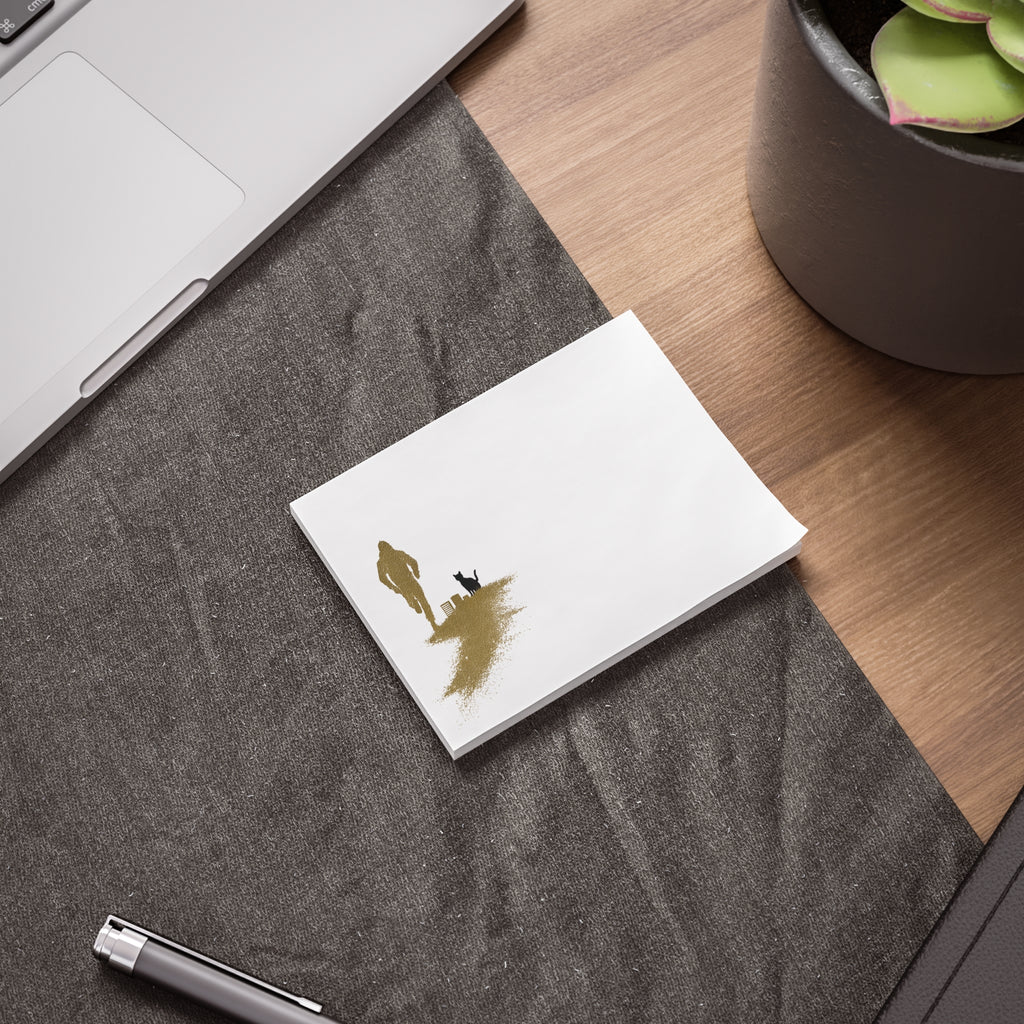 Whiskers Post-it Note Pad — Minimal Silhouette Runner and Cat Sticky Notes
