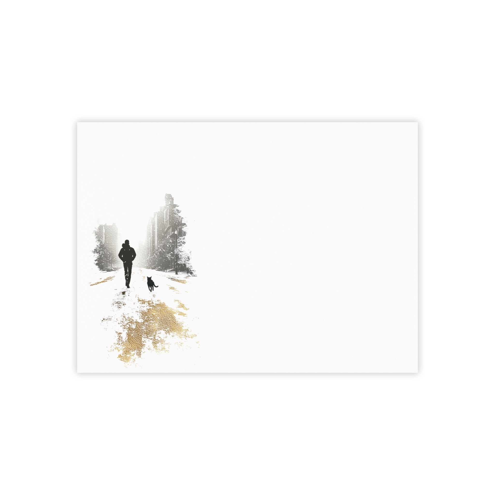 Whiskers Post-it Note Pad — Minimalist Serene City Walk Design (Man & Cat)