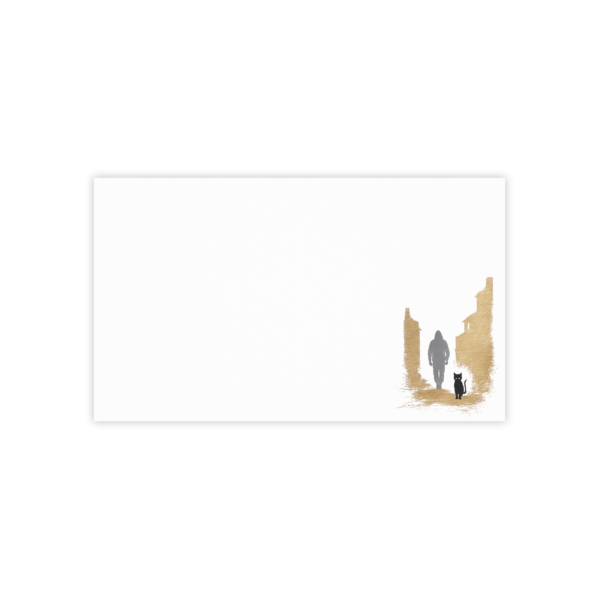 Whiskers Post-it Note Pad — Minimal Silhouette Walker & Cat Cityscape Sticky Notes
