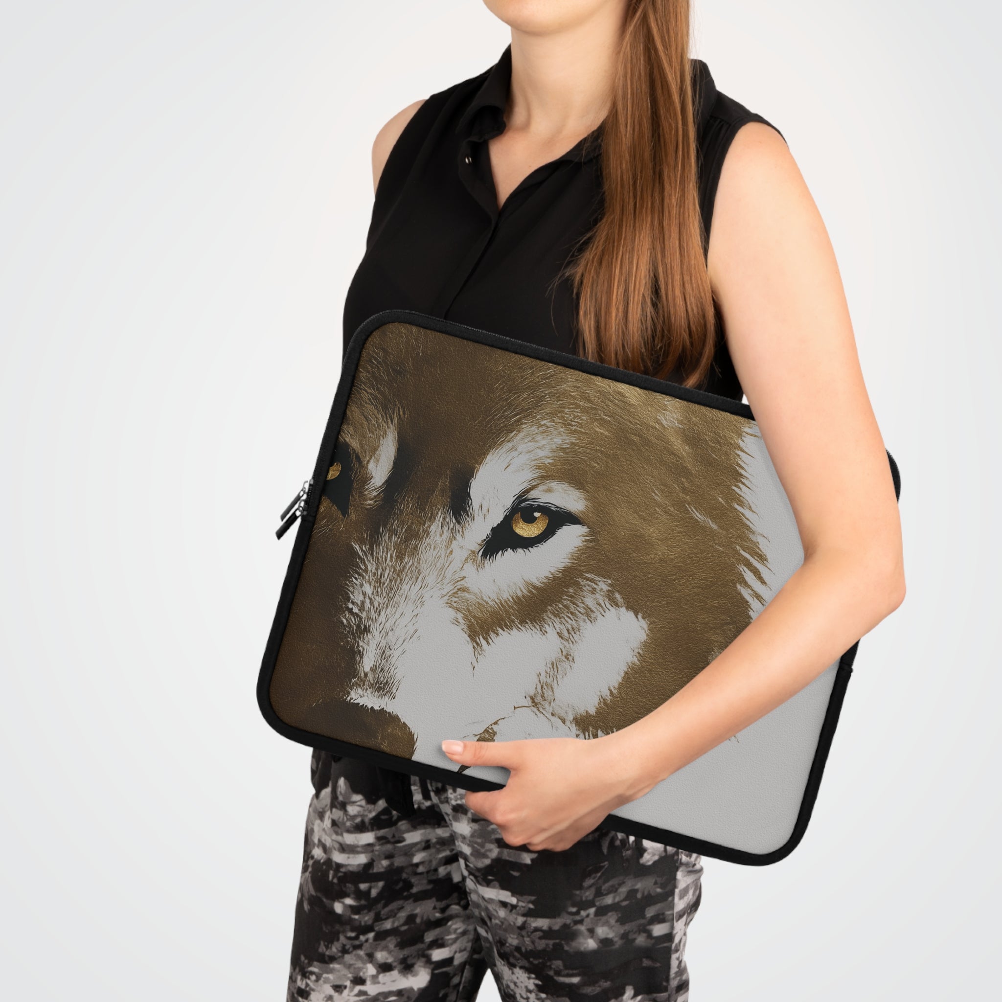 Wolf Portrait Laptop Sleeve — Minimalist Wildlife Laptop Case