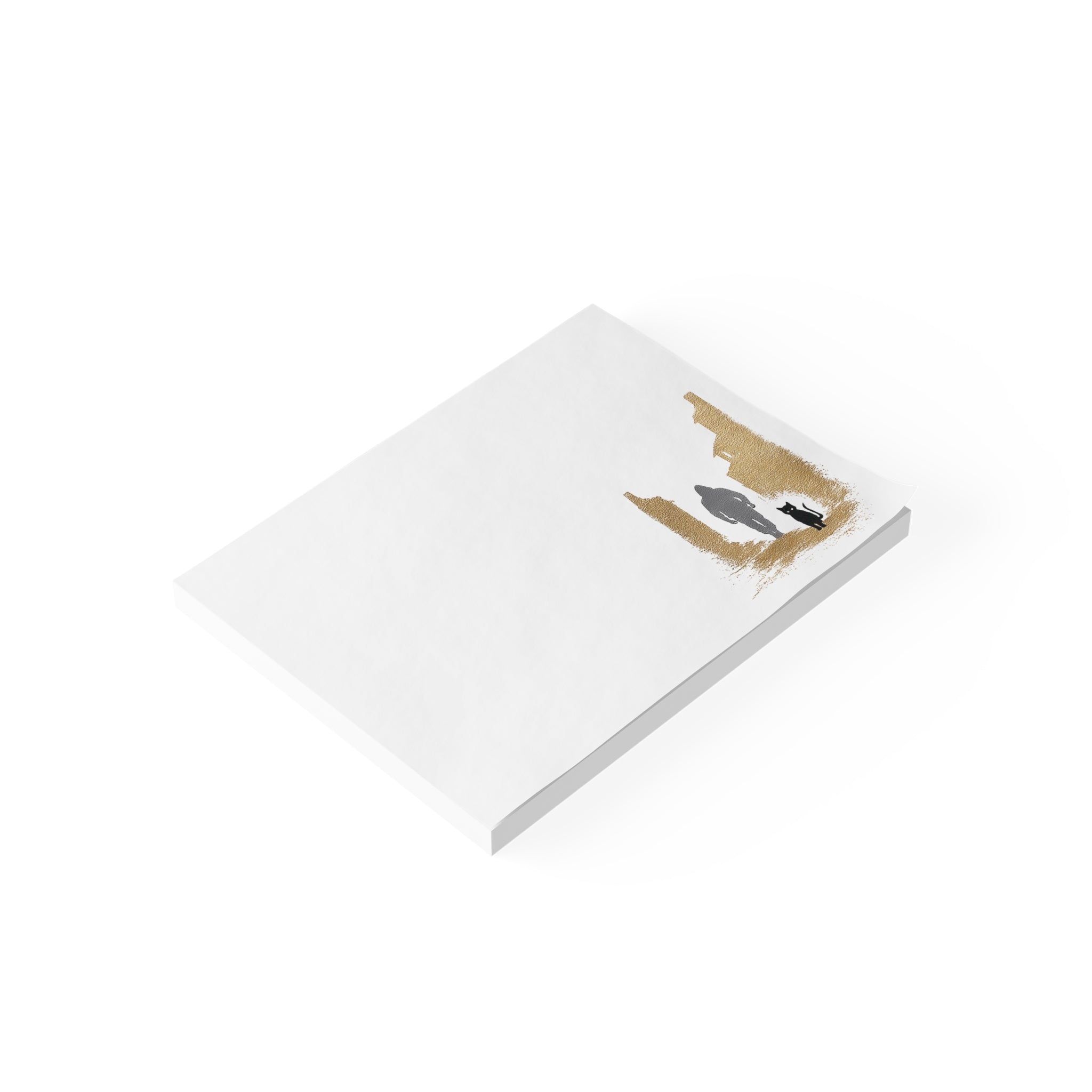 Whiskers Post-it Note Pad — Minimal Silhouette Walker & Cat Cityscape Sticky Notes