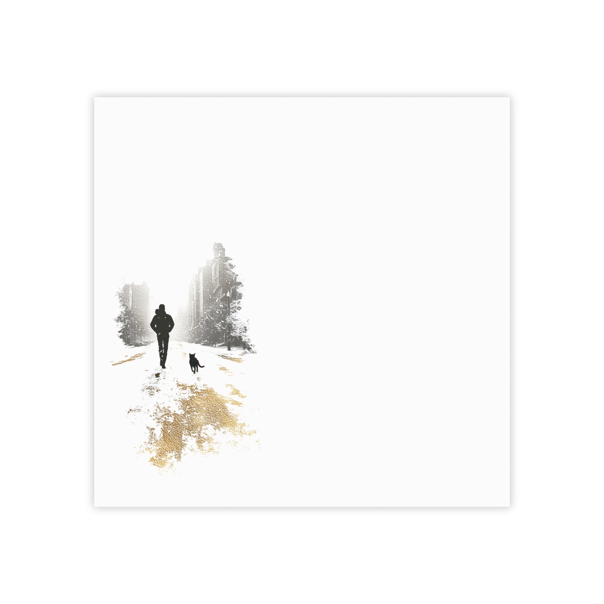 Whiskers Post-it Note Pad — Minimalist Serene City Walk Design (Man & Cat)