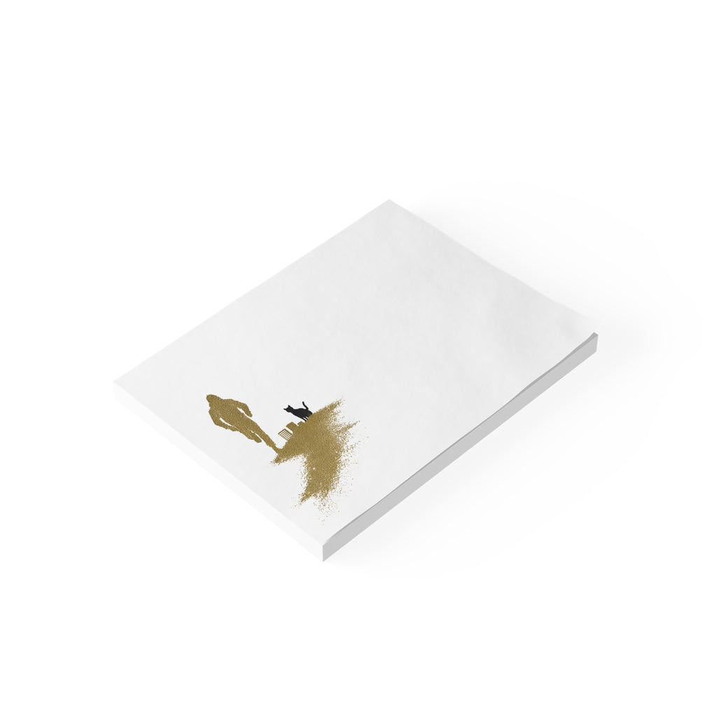 Whiskers Post-it Note Pad — Minimal Silhouette Runner and Cat Sticky Notes