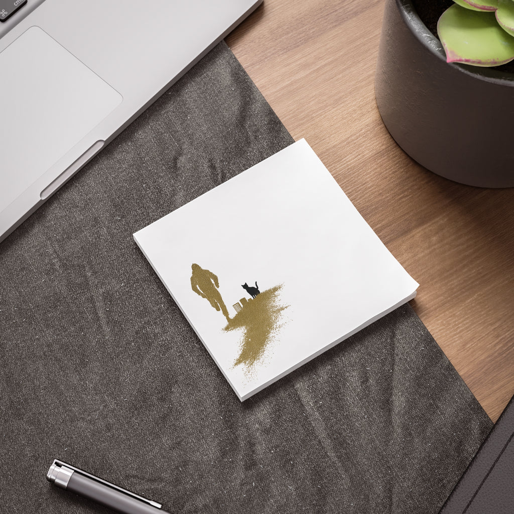 Whiskers Post-it Note Pad — Minimal Silhouette Runner and Cat Sticky Notes