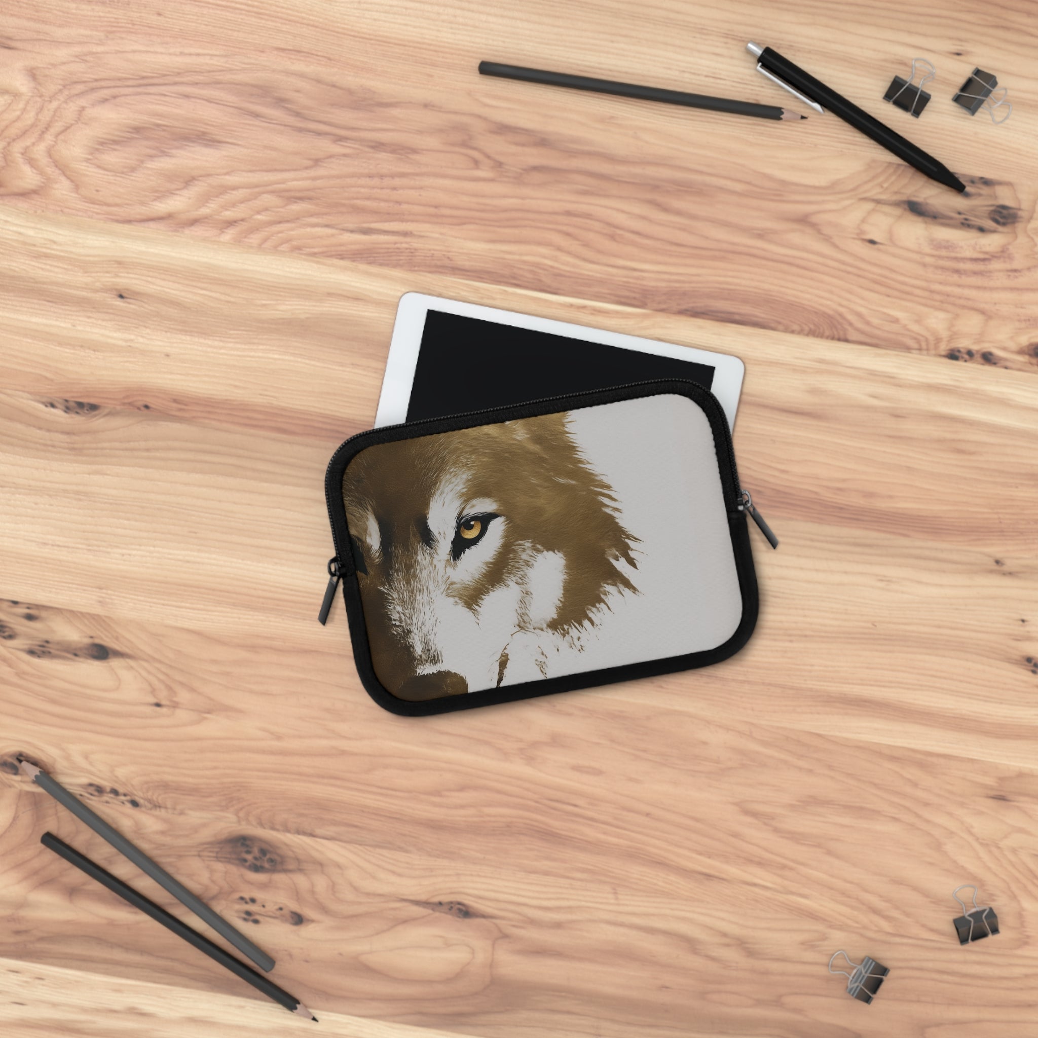 Wolf Portrait Laptop Sleeve — Minimalist Wildlife Laptop Case