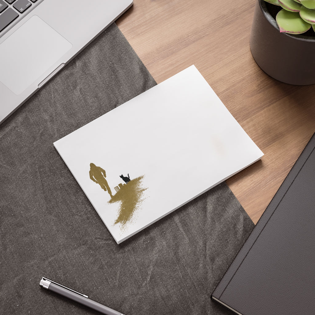 Whiskers Post-it Note Pad — Minimal Silhouette Runner and Cat Sticky Notes