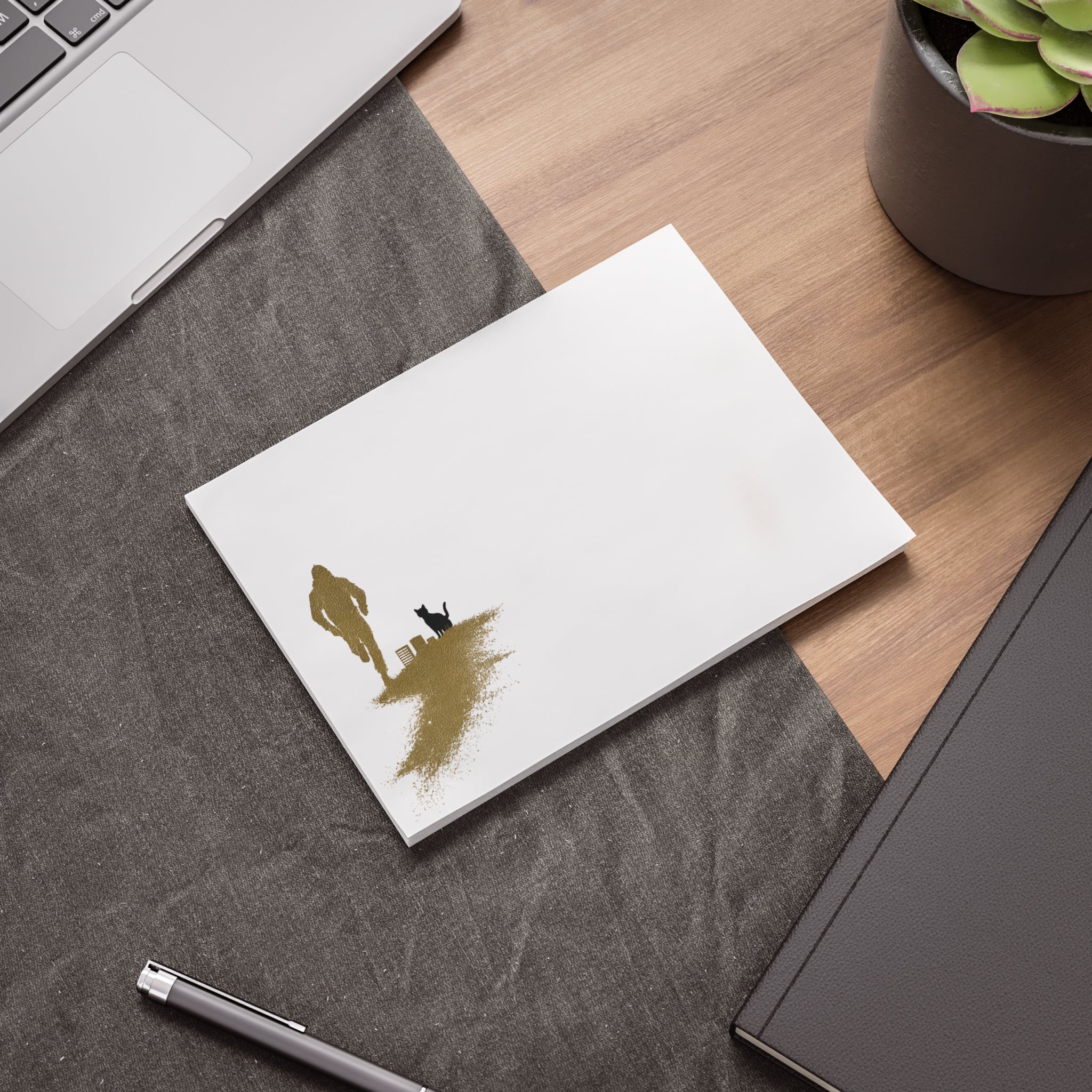 Whiskers Post-it Note Pad — Minimal Silhouette Runner and Cat Sticky Notes