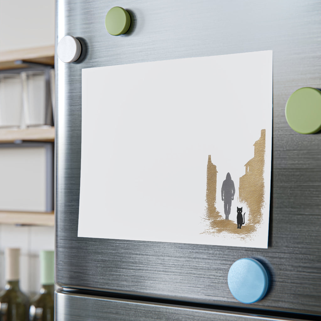 Whiskers Post-it Note Pad — Minimal Silhouette Walker & Cat Cityscape Sticky Notes