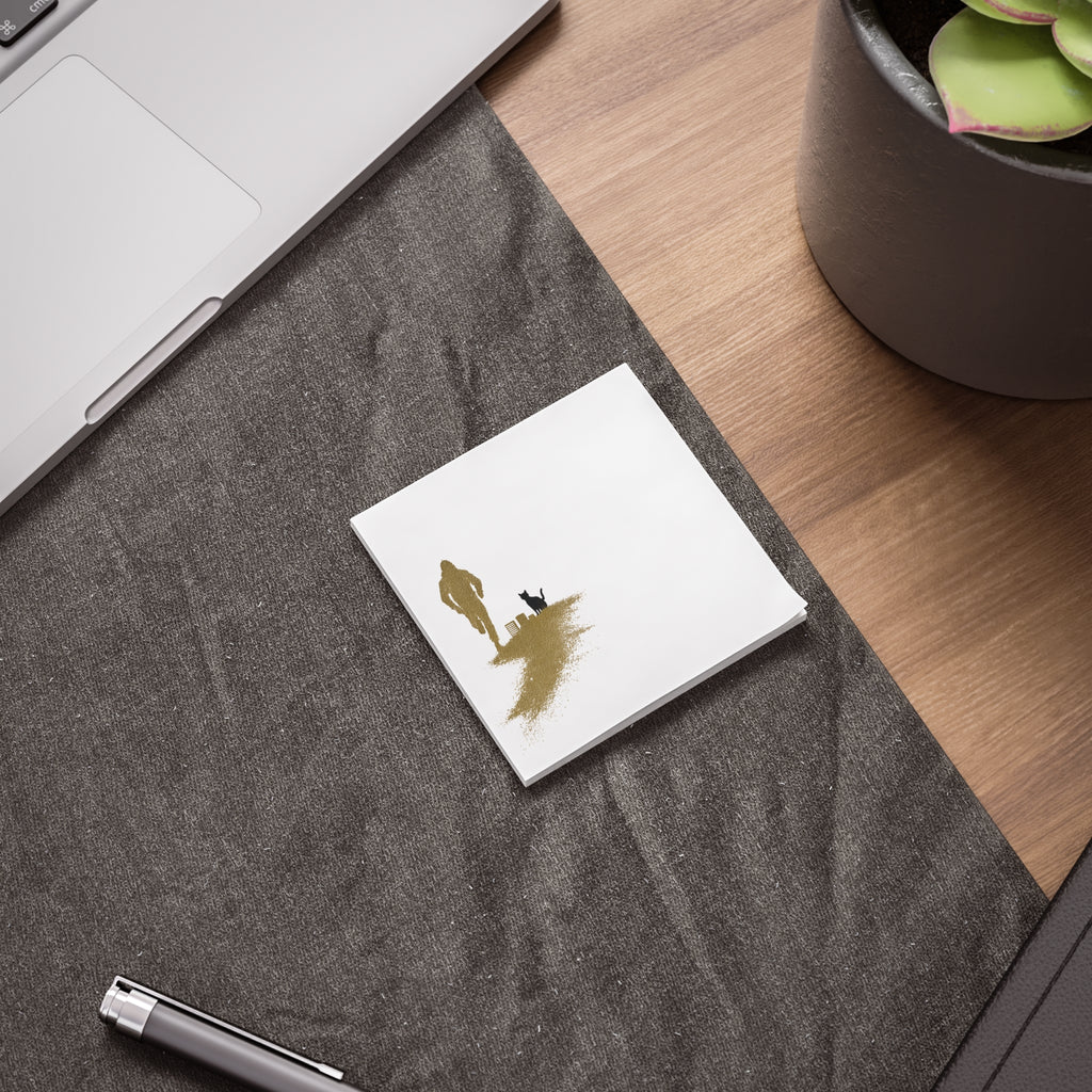 Whiskers Post-it Note Pad — Minimal Silhouette Runner and Cat Sticky Notes