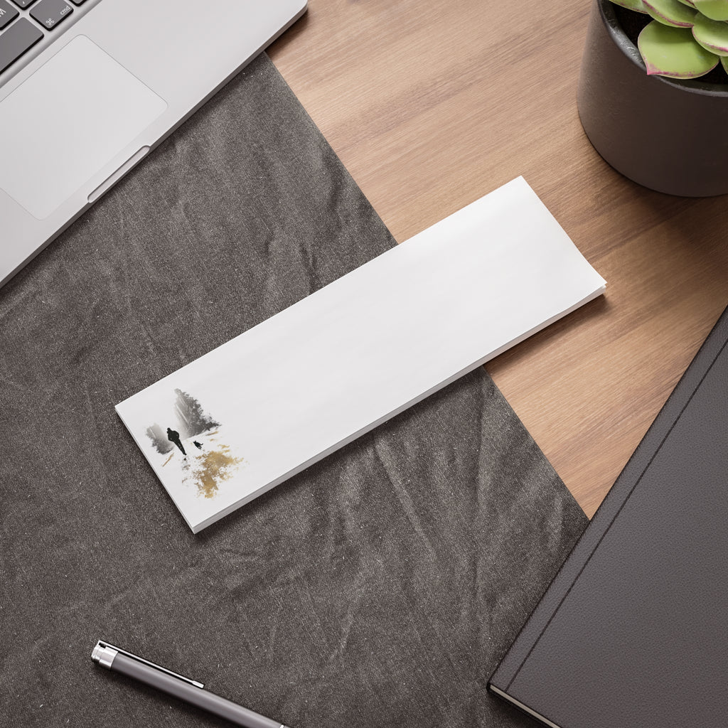 Whiskers Post-it Note Pad — Minimalist Serene City Walk Design (Man & Cat)