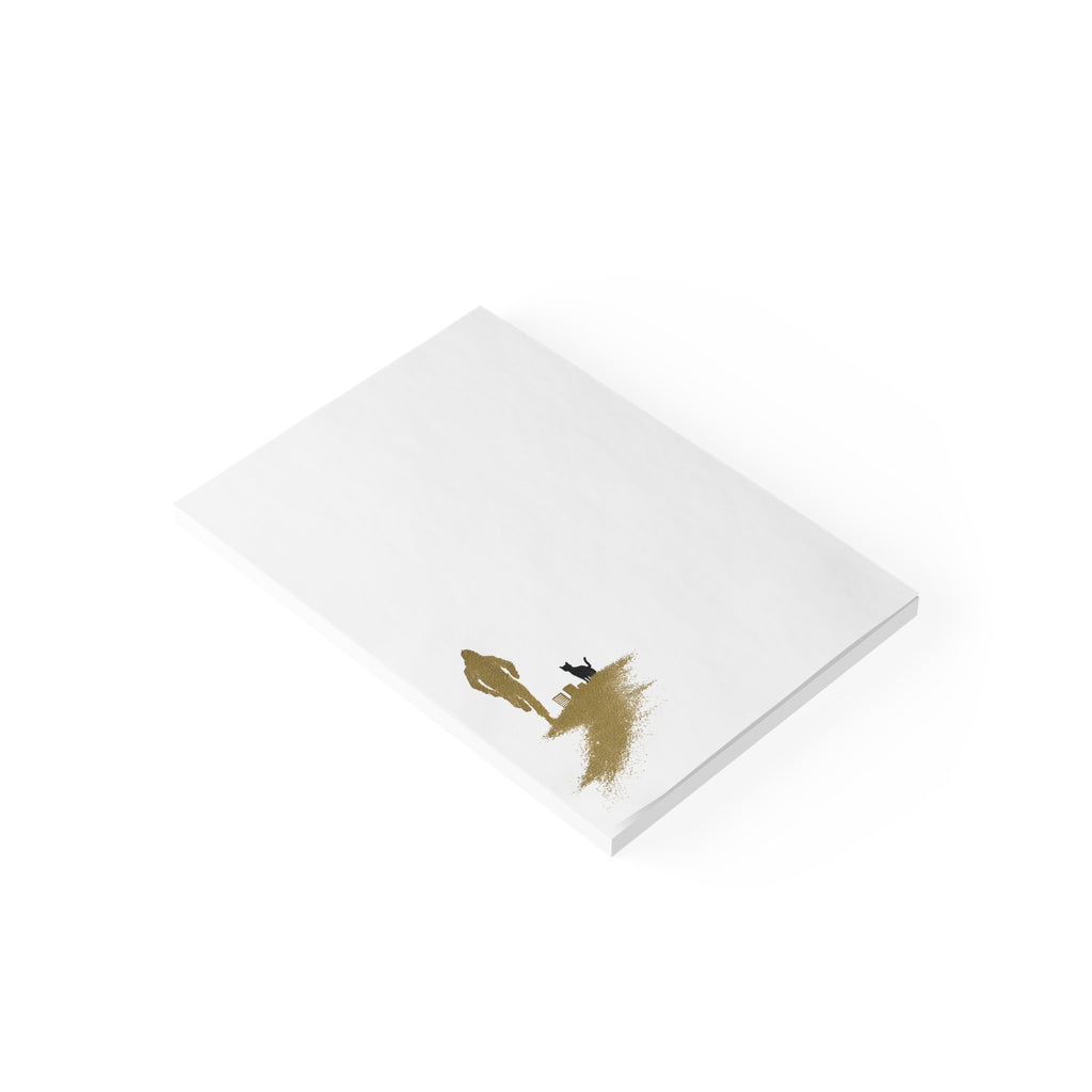 Whiskers Post-it Note Pad — Minimal Silhouette Runner and Cat Sticky Notes