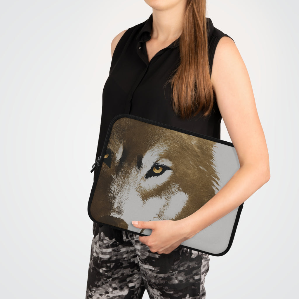 Wolf Portrait Laptop Sleeve — Minimalist Wildlife Laptop Case