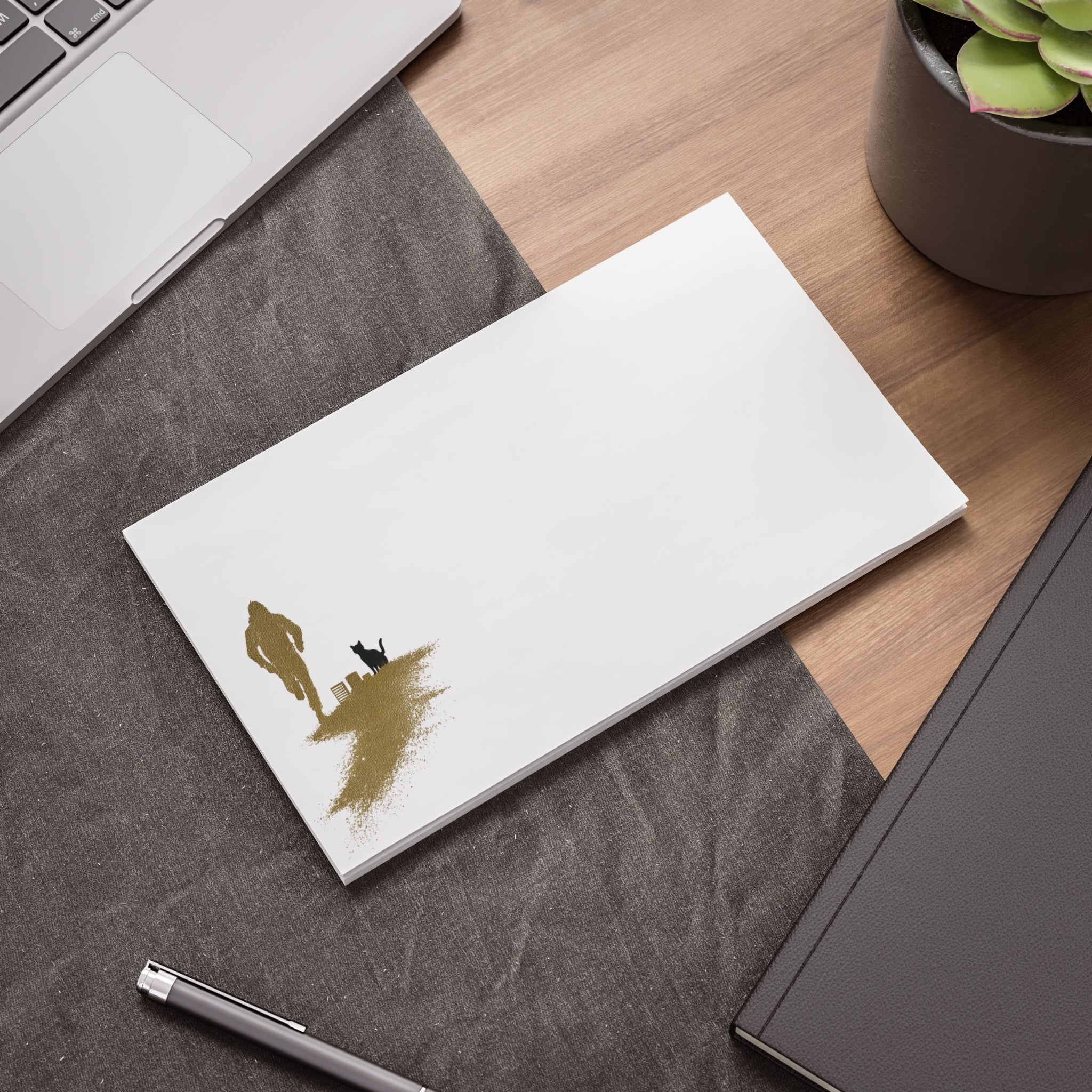 Whiskers Post-it Note Pad — Minimal Silhouette Runner and Cat Sticky Notes