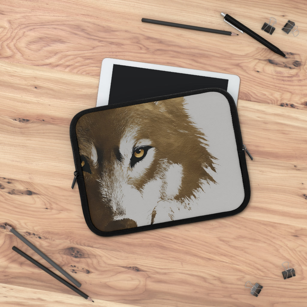 Wolf Portrait Laptop Sleeve — Minimalist Wildlife Laptop Case