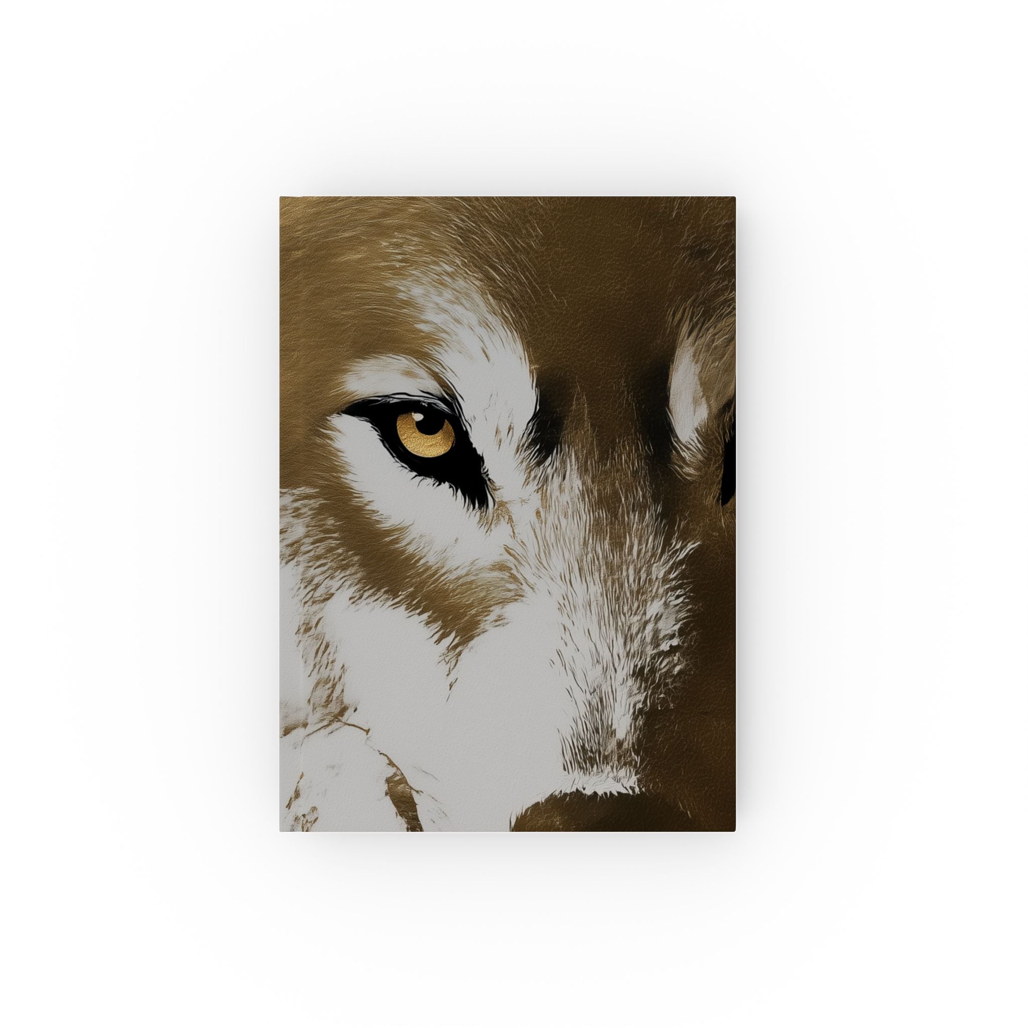 Wolf Portrait Journal — Hardback Notebook with Golden Wolf Eye Design