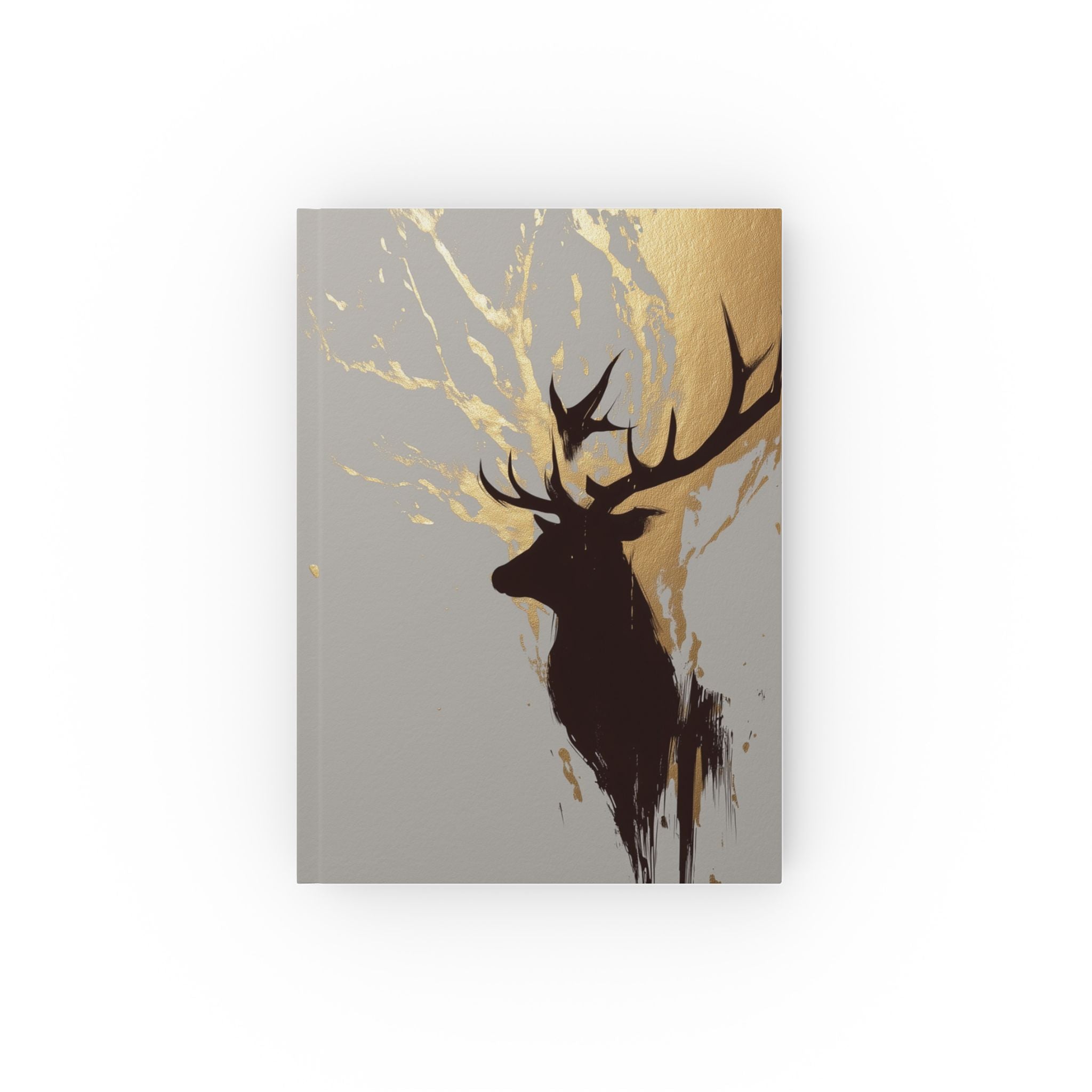 Stag Silhouette Hardback Journal — Gold Antler Art Notebook for Nature Lovers