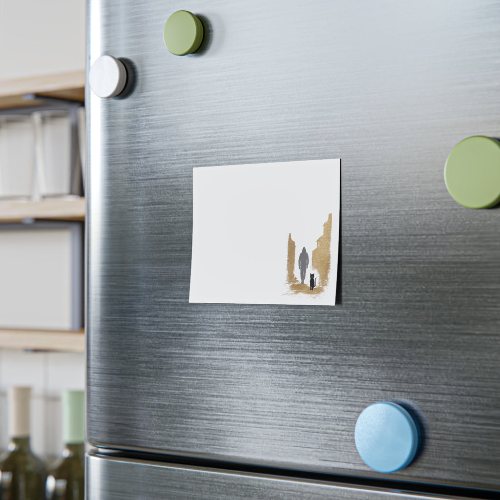 Whiskers Post-it Note Pad — Minimal Silhouette Walker & Cat Cityscape Sticky Notes