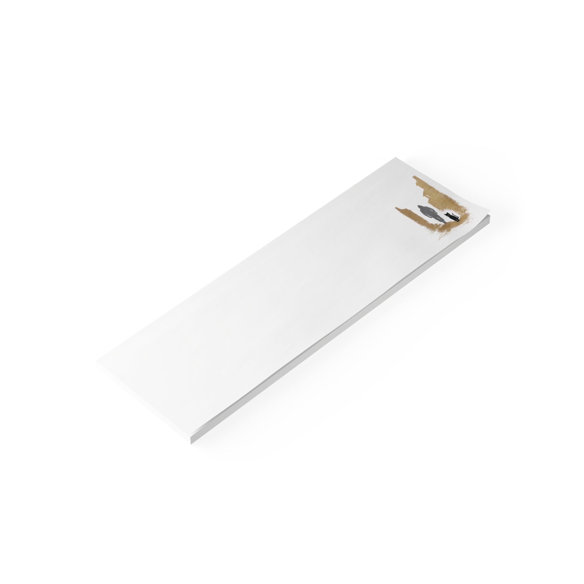 Whiskers Post-it Note Pad — Minimal Silhouette Walker & Cat Cityscape Sticky Notes
