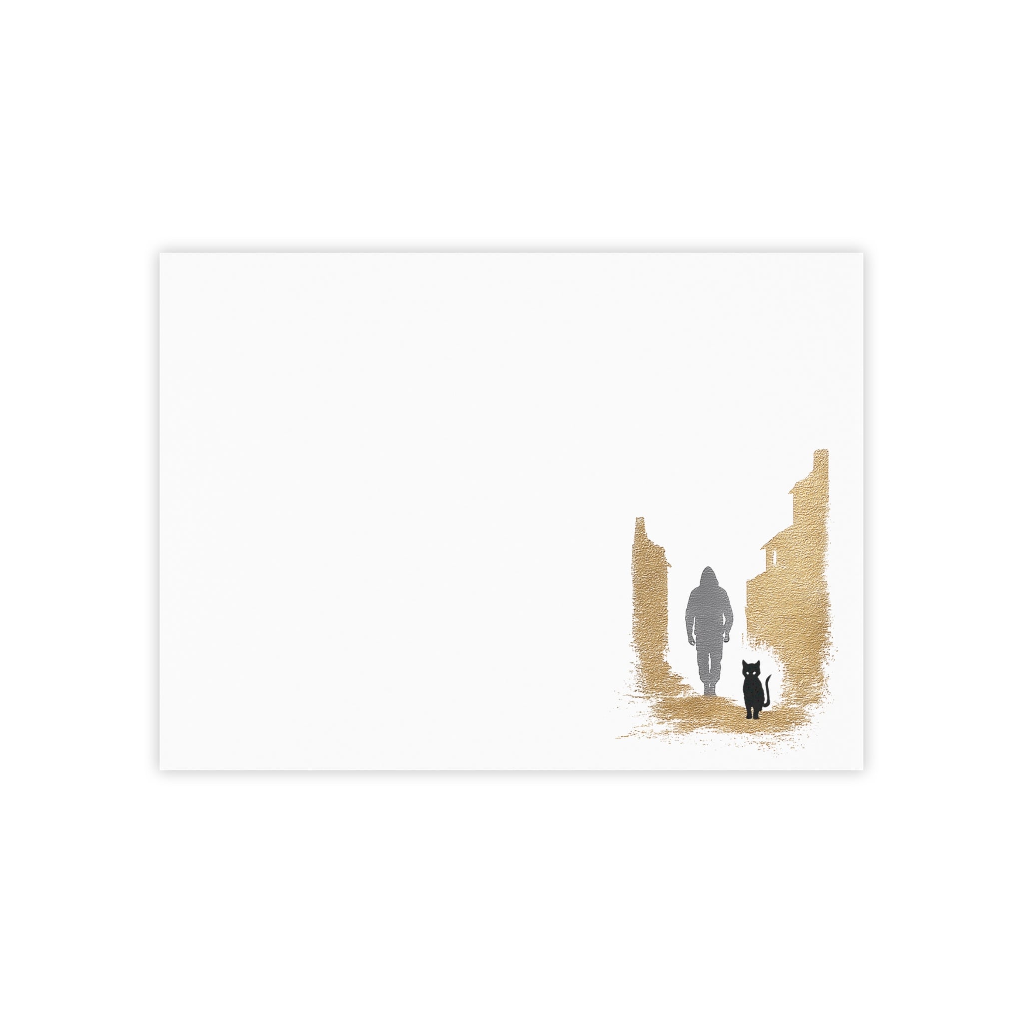 Whiskers Post-it Note Pad — Minimal Silhouette Walker & Cat Cityscape Sticky Notes